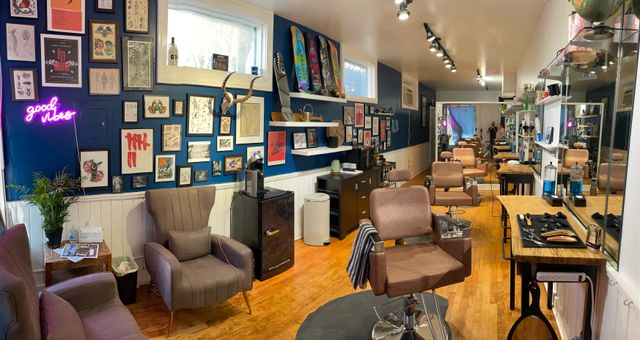 The interior of Good Vibes Barbershop